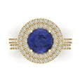 thumbnail image 2 of 2.68 ct Brilliant Round Cut Tanzanite 14K Yellow Gold Halo Solitaire with Accents Engagement Bridal Wedding Ring Band Set size 6.25, 2 of 7