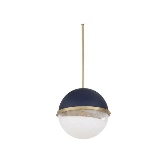 Quorum International 82-12 Raymond 13" Wide Pendant - Blue w/ Aged Brass