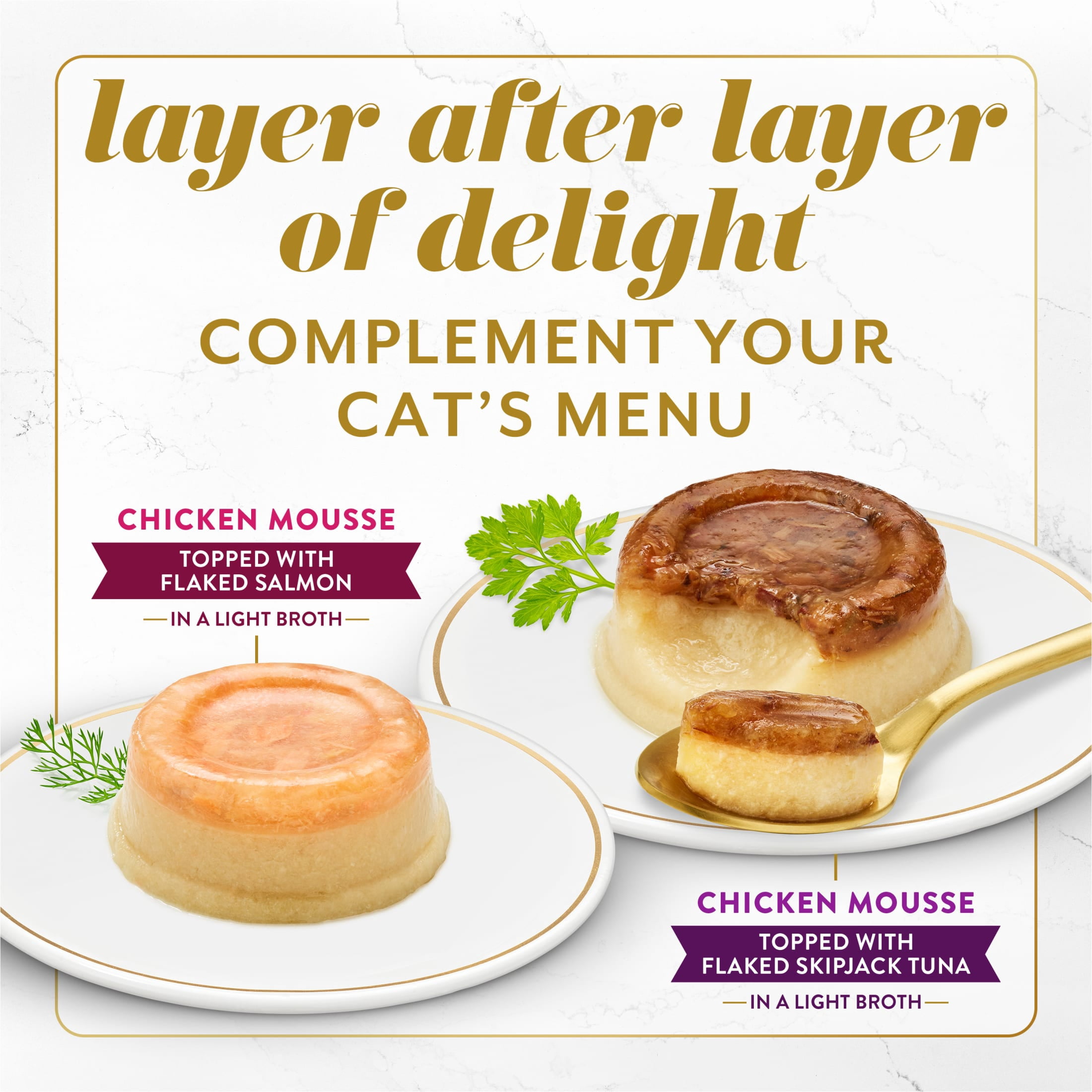 Fancy Feast Layered Delights Chicken Mousse with Flaked Skipjack Tuna