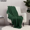 thumbnail image 1 of Manta tejida con diseño bohemio de Blanket CREVENT, 127 x 152 cm, color verde suave, 1 of 5