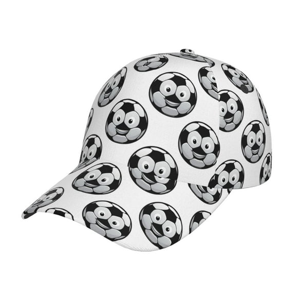 Saiise Happy Soccer Print Adjustable Baseball Cap, Workout Hat for Men and Women, Classic Dad Hat and Snapback Style
