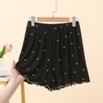 thumbnail image 2 of Hxshgdsn Ruffled Loungewear for Womens Star Printed Pajamas Shorts Elastic Waist Casual Sleepwear Bottoms Comfy Loungewear（Black/L）, 2 of 6