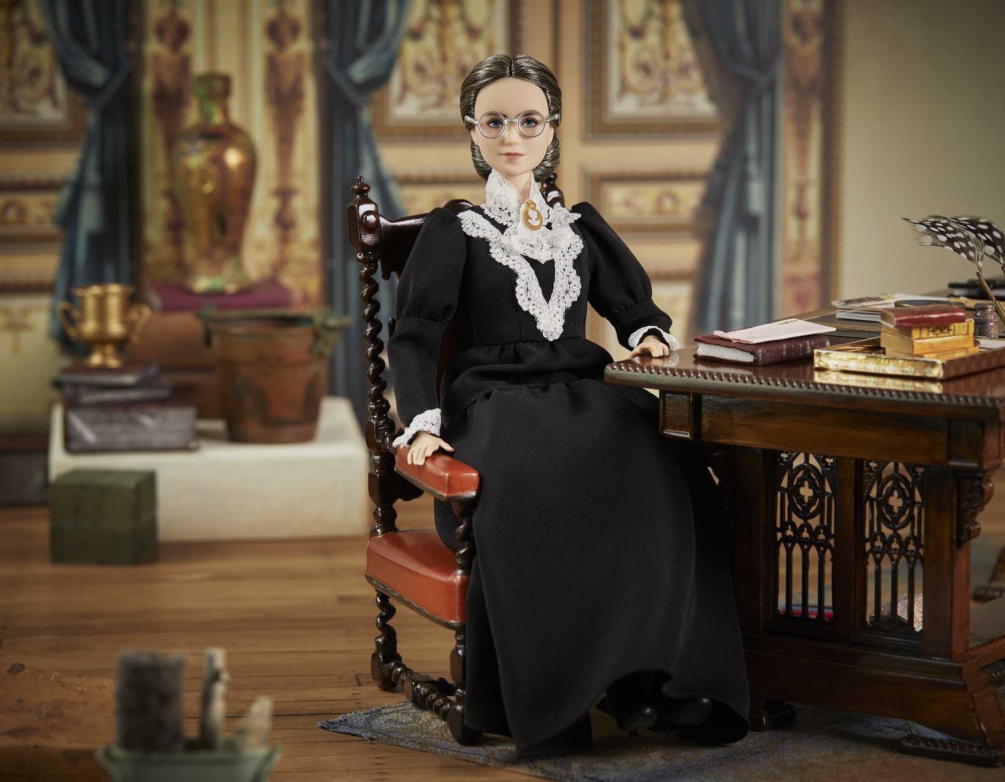 Barbie Inspiring Women Susan B. Anthony Collectible Doll in Black Dress with Doll Stand - image 5 of 7