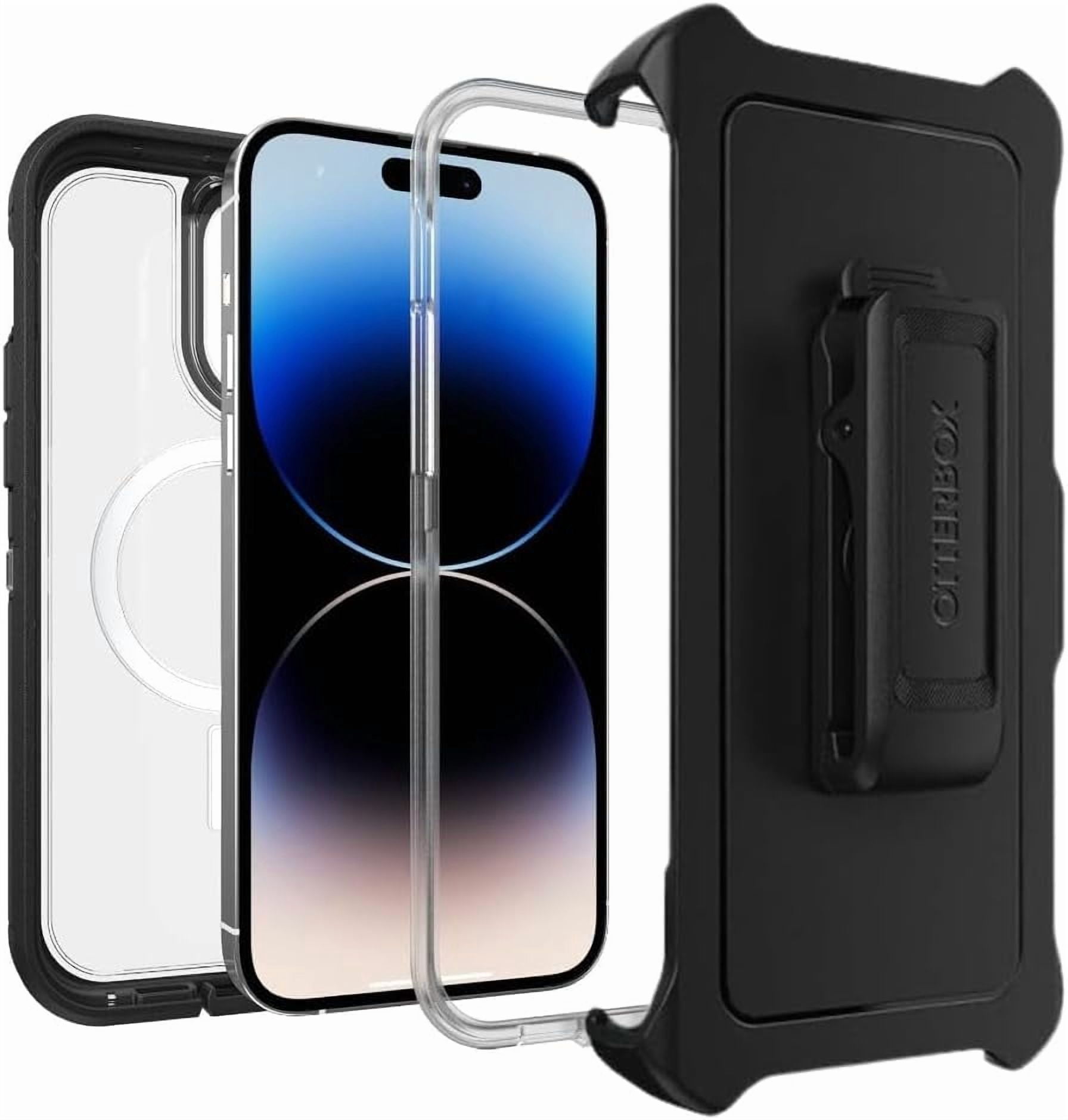 OtterBox iPhone 14 Pro Max (Only) Defender Series XT Clear Case, Black Crystal (Clear/Black), Holster Clip Included, Screenless - Rugged, Snaps to MagSafe, Lanyard Attachment, Non-Retail Packaging