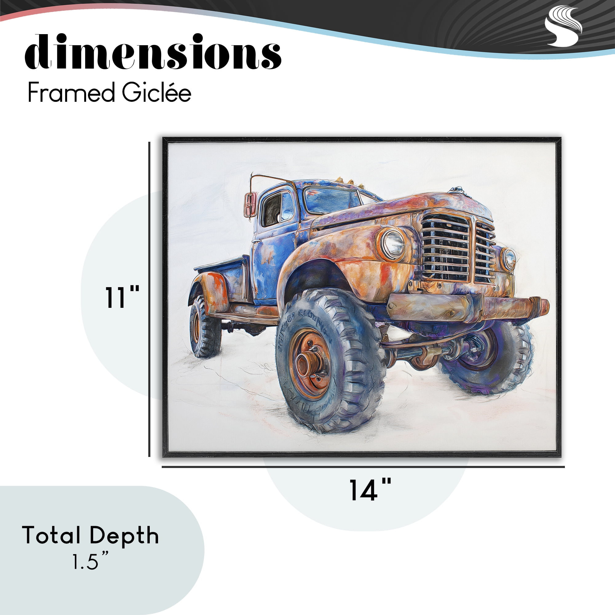 Stupell Industries Old Rustic Truck Illustration Black Framed Giclee Art, design by Steve Hunziker