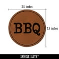 thumbnail image 2 of BBQ Fun Text 2.5" Faux Leather Round Engraved Iron-On Patch - Brown, 2 of 6