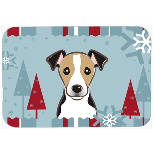 Winter Holiday Jack Russell Terrier Kitchen & Bath Mat, 24 x 36 in.