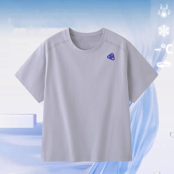 ITSAME Boys Girls Athletic Shirts, Letter Print Cotton Quick-Dry Crewneck Tops Summer Sport T-Shirts Gray Size 8-10