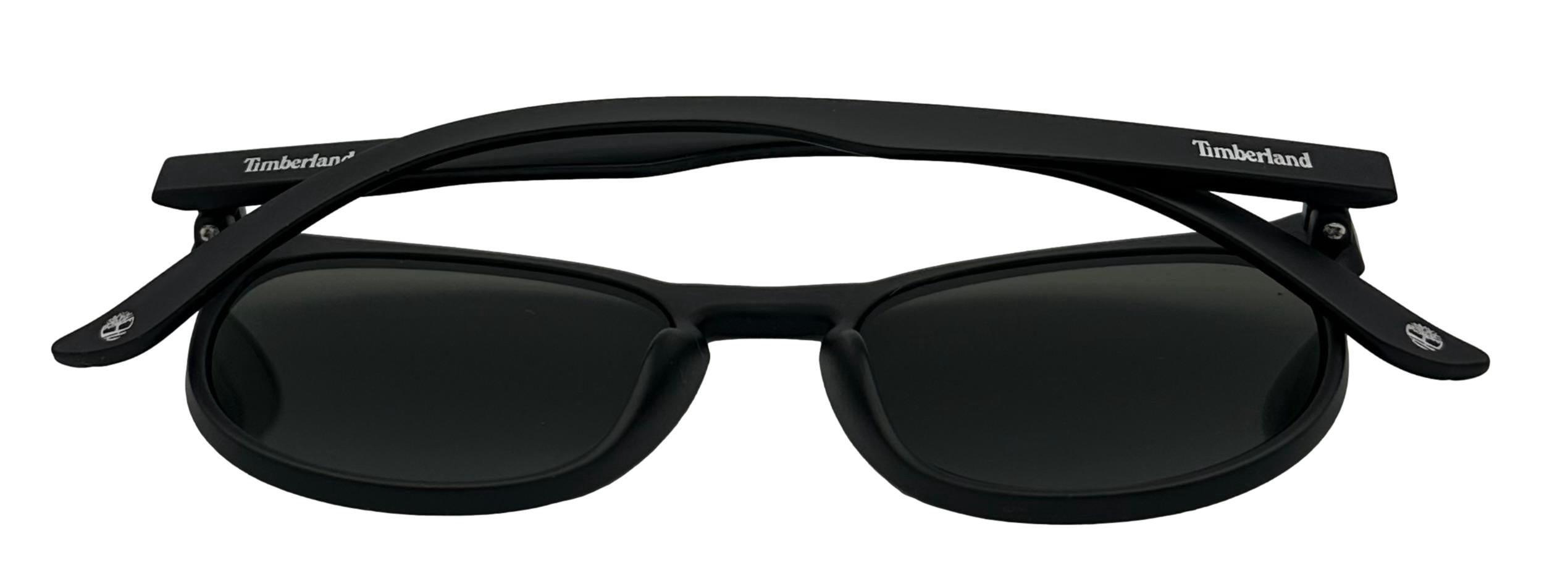 Timberland Matte Black Mens Plastic Soft Square Sunglass, Green Lens TB7214 2N