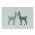 thumbnail image 1 of Llama Cutting Board, 2 Animals in Love a Heart Between Them LLove Words Greyscale, Decorative Tempered Glass Cutting and Serving Board, Small Size, Grey Pale Grey Pink, by Ambesonne, 1 of 1