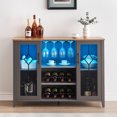 thumbnail image 6 of Acekid Wine Bar Cabinet with LED Light, Home Coffee Cabinet with Wine & Glass Rack, Kitchen Buffet Sideboard with Storage, Liquor Cabinet for Dining Room, 6 of 8