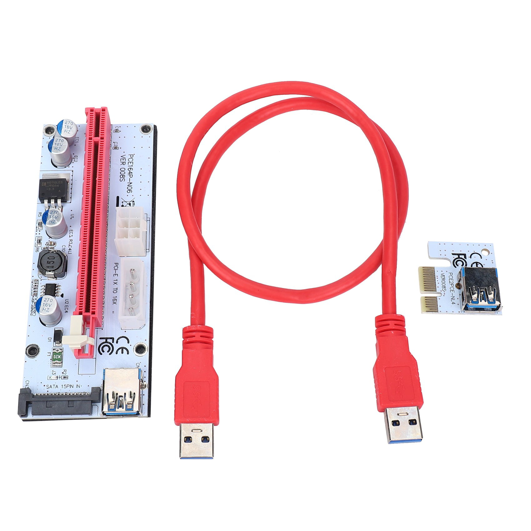 Only Card 6pin PCI-E Express USB3.0 1x to 16x Extender Riser Card for BTC Mining 