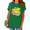 1-Green, variant on Women's Blue Retro Groovy Colorful Daisy Floral Smiley Face Graphic Short Sleeve T-Shirts Tops