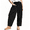 Black, variant on TOMVIGX Barrel Pants Women Wide Leg Corduroy Travel Flowy Pants Drawstring Loose Cropped Casual Trousers with Pockets Brown L