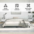 thumbnail image 6 of vidaXL King Bed Frame, Velvet Upholstered Platform Bed Frame, Light Gray, No Mattress, 6 of 10