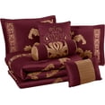 thumbnail image 2 of Chezmoi Collection Royal Luxury Jacquard Floral Comforter Set, Oversized Queen, Maroon/Gold, 7-Piece, 2 of 6
