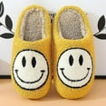 thumbnail image 1 of Retro Smiling Face Soft Plush Comfy Warm Slip-On Slippers For Couples Winter Warm Indoor Supply, 1 of 5