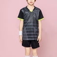 thumbnail image 3 of Agkizg 2PC Striped Soccer Set Round Neck Short Sleeve Top Elastic Waist Shorts Quickly Dry Breathable (Boy's or Boy's Plus),2-Piece Set,Sizes 4-13 Years, 3 of 5