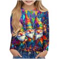 thumbnail image 2 of Blusas y camisas de manga larga con cuello redondo Camisas con estampados de manga larga Cuello redondo lindo Blusas casuales elegantes Ropa Camisas de cuello redondo Niña Top de poliéster, 2 of 5