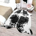 thumbnail image 1 of Lochas Faux Cowhide Area Rug Super Soft Mat Carpet Cow Print Rugs for Bedroom Living Room, 4.6'x5.2',Black, 1 of 7