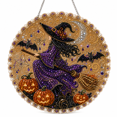 thumbnail image 2 of Halloween Witch Diamond Art Suncatcher Kit, 7.87 in DIY Rhinestone Painting Window Hanging Ornament with Crystal Beads, PET Charm and Chain for Door, Wall and Home Decor, 2 of 9