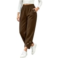 thumbnail image 2 of VBVC Women's Cropped Pleated Capri Pants , Side Button Detail Lounge Trousers For Women , Ladies' High Waisted Pants with Pockets, S-2XL, 2 of 6