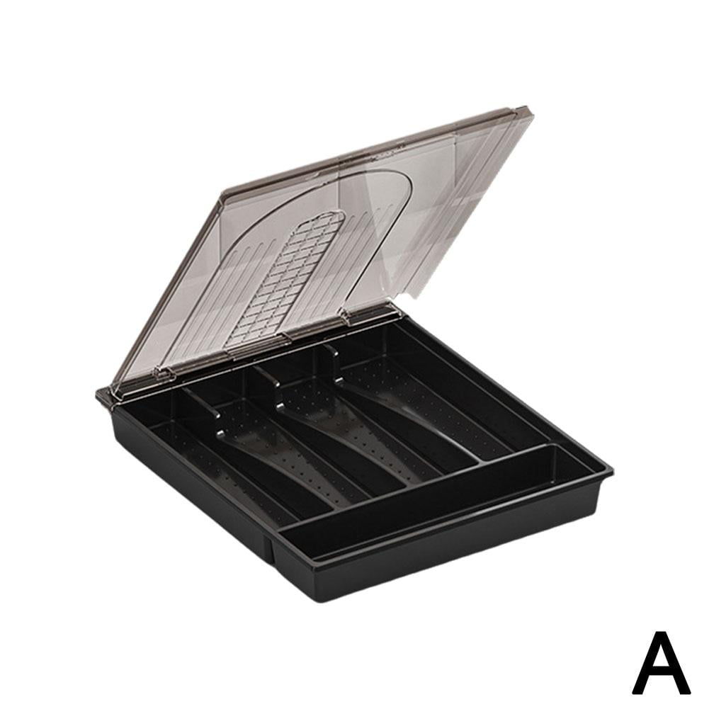5-Compartment Cutlery Organizer Box with Lid for Kitchen Drawer Dust-Free Storage Portable and Universal Fit
