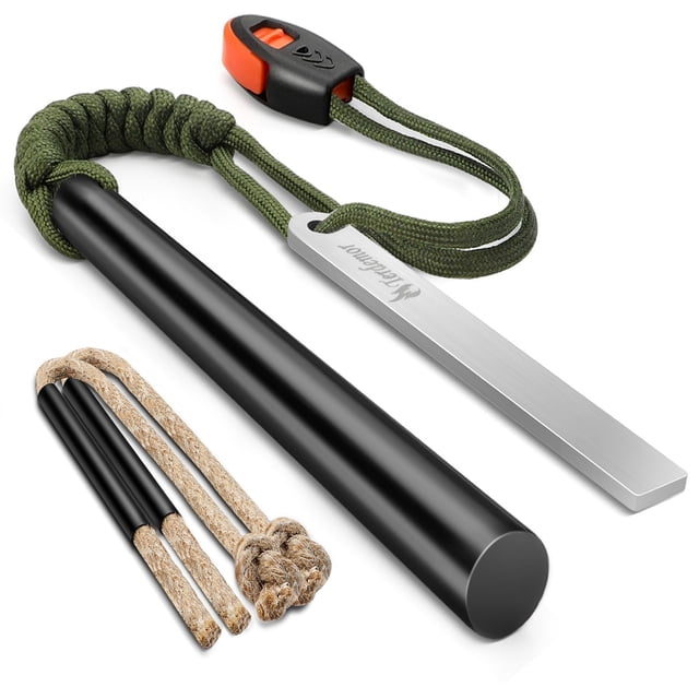 Ferro Rod Fire Starter Terdemor, 13 cm, kit de pedernal para exteriores