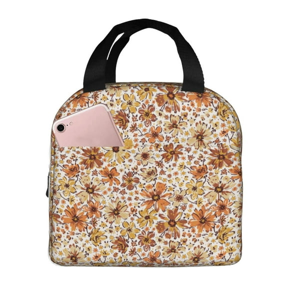 Vsdgher Wildflowers Vintage Lunch Bag, Lunch Box for Women Adult Men, Lunch Tote Insulated Cooler Lunch Container for Work/Office/Picnic/Travel