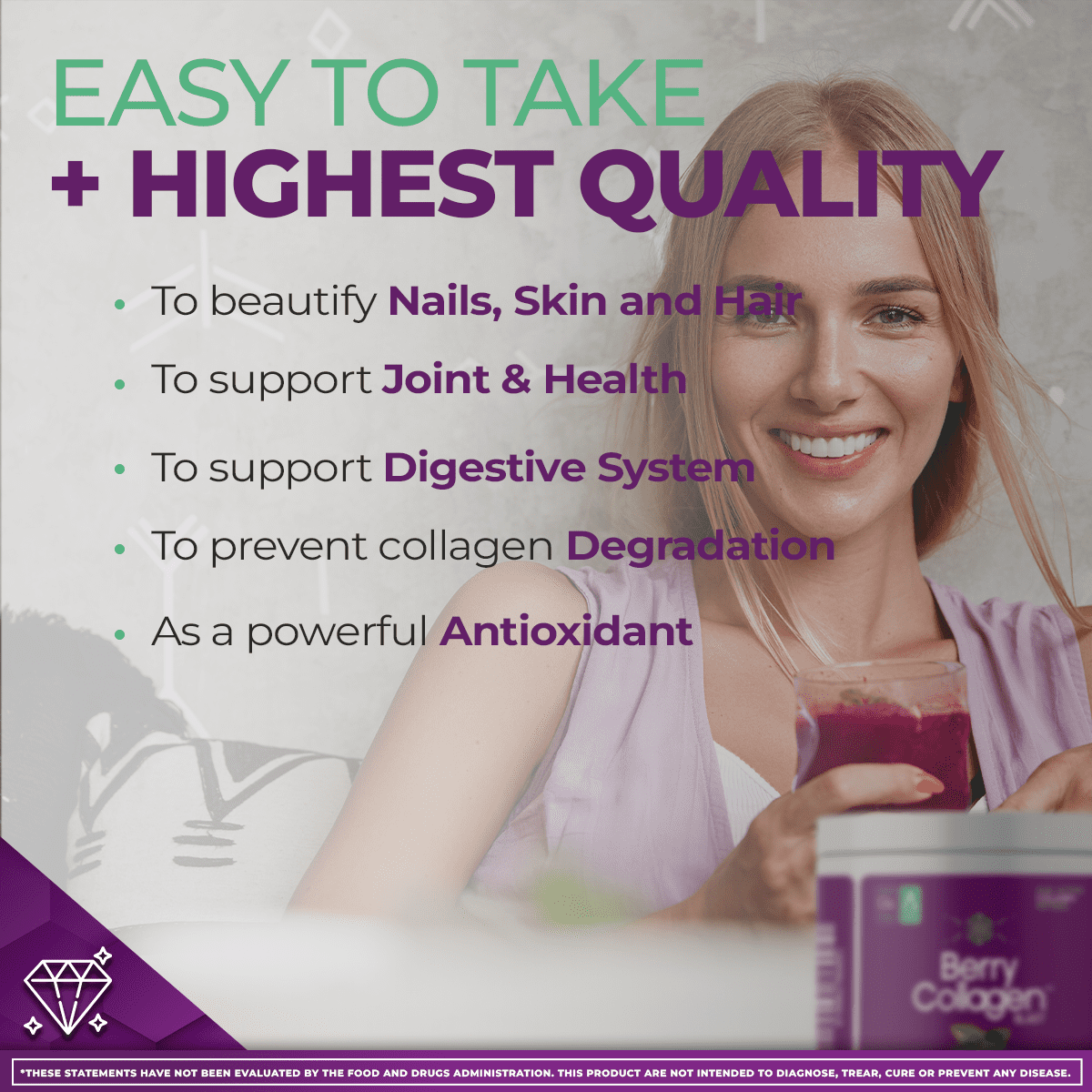 Berry Collagen Blast Powder Hydrolyzed (2) |Premium Blend Grass-fed - Soy Free | Dual Action Collagen Peptides | Support Bones and Joints | Blueberry & Blackberry | IGEN GMO - 204 Grams
