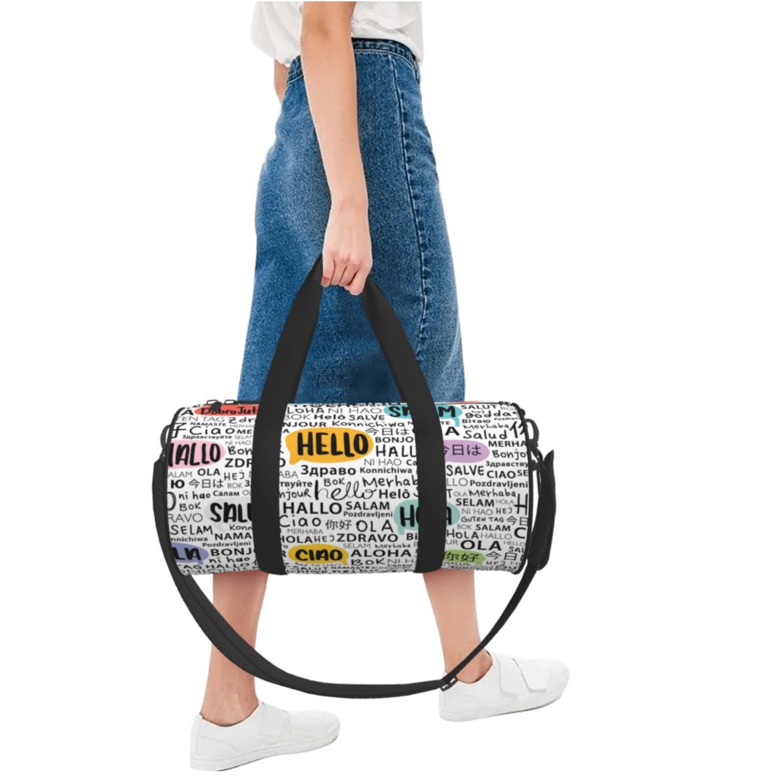 Vsdgher Hello 45L Foldable Duffel Bag, Sports Gym Bag,Overnight Bag, Portable Weekender Bag for Airplanes