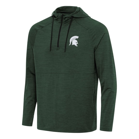 Men's Antigua Hunter Green Michigan State Spartans Spikes Quarter-Zip Hoodie