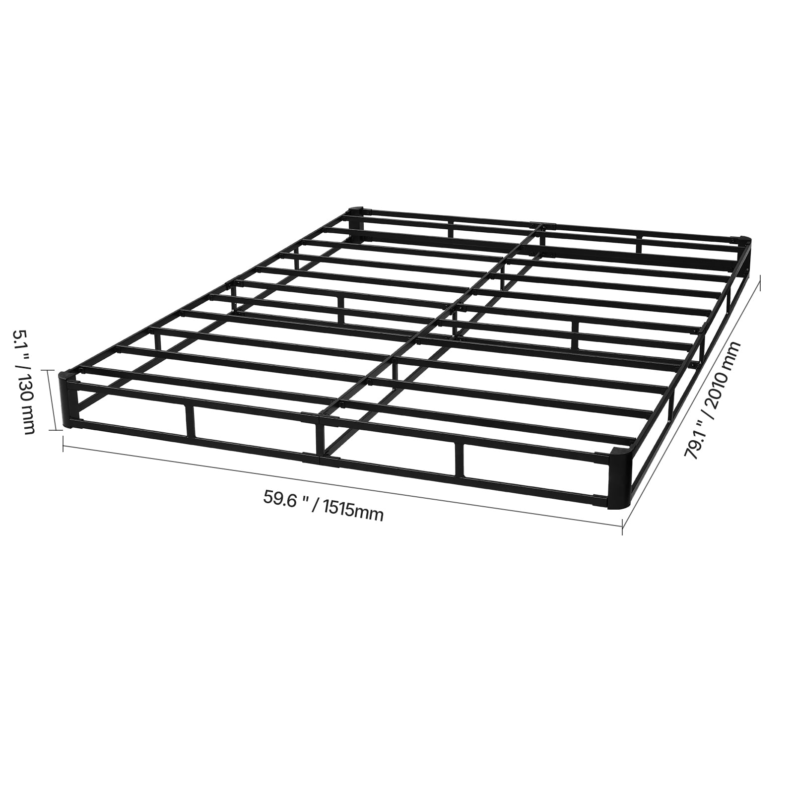 VEVOR Box Spring, Queen Size Bed Frame with Washable Fabric Cloth, Heavy Duty Metal Frame for Queen Bed, 5 in Mattress Foundation, 3500 lbs Max Weight Capacity, Easy Assembly