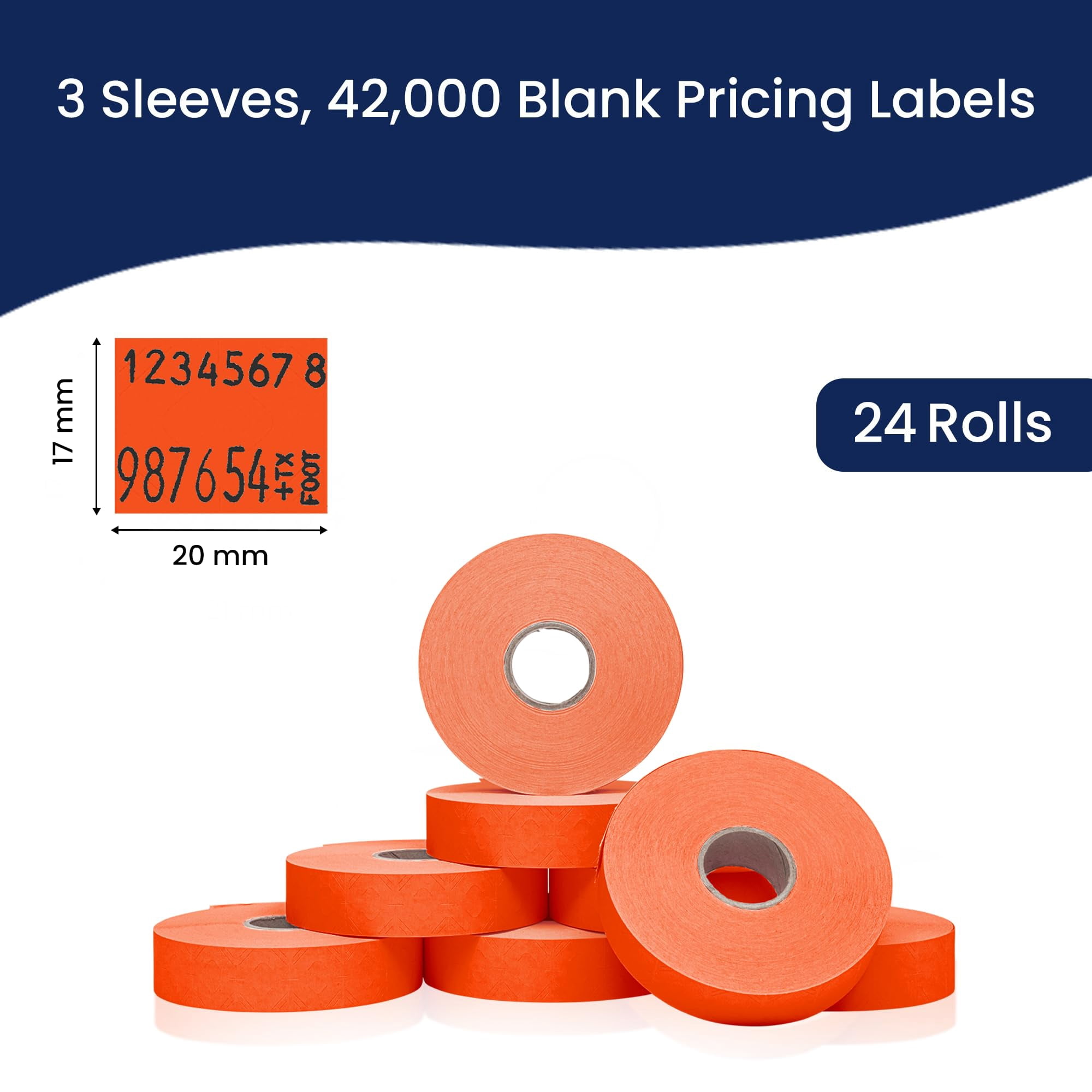 Pricing Labels for Monarch 1136 Fluorescent Red - 42,000 labels w/ 24 Rolls Value Pack, 3 Sleeves - Made in USA