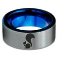 thumbnail image 2 of Tungsten Squirrel Rodent Chipmunks Band Ring 8mm Men Women Comfort Fit Blue Flat Cut Brushed Gray Polished, 2 of 4