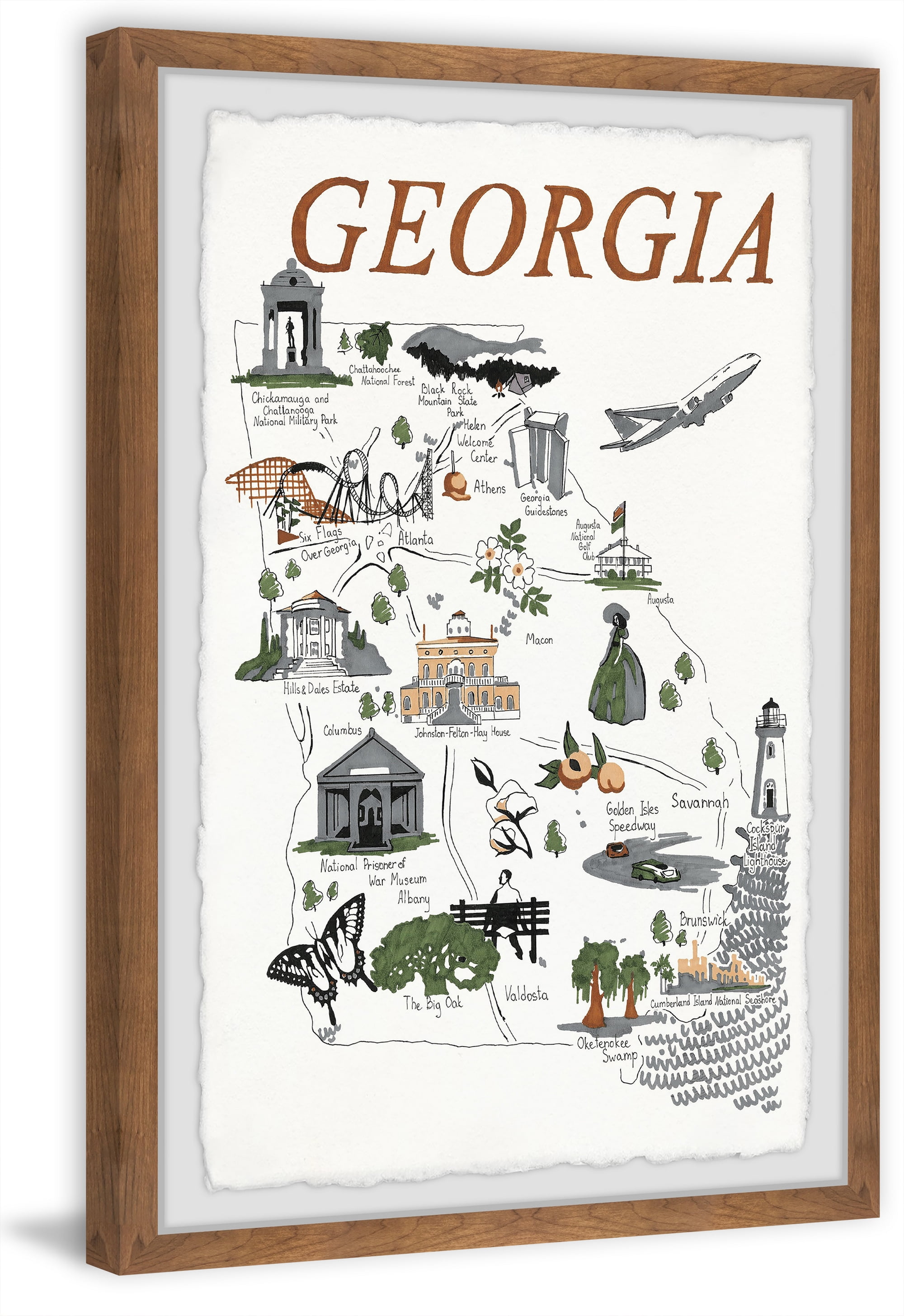 Marmont Hill Illustrated Map of Georgia Framed Wall Art