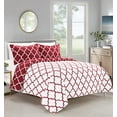 thumbnail image 2 of Elegant Comfort Super Soft Quatrefoil Comforter Pattern Down Alternative Reversible 3-Piece Comforter Set,Twin/Twin XL, Burgundy/White, 2 of 4