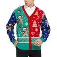 thumbnail image 2 of BounceUp Mens Ugly Christmas Sweater Cardigan V Neck Button Front Long Sleeve Knitwear, 2 of 7