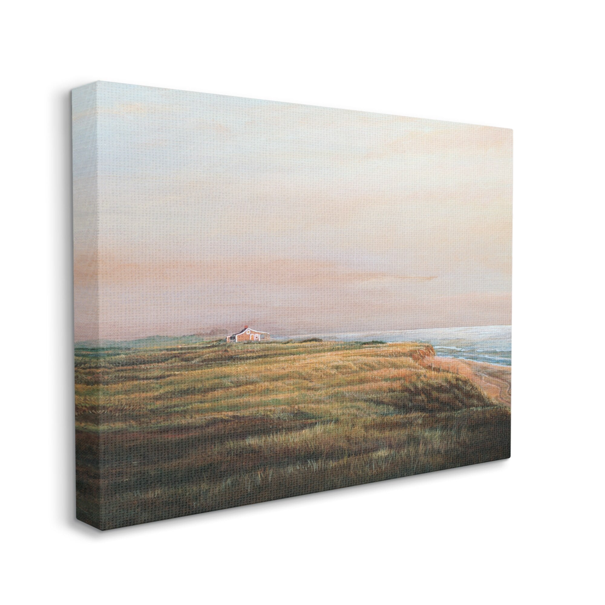 Stupell Industries Distant Seaside Cottage Rural Beach Ocean View Painting Gallery Wrapped Canvas Print Wall Art, Design by Tom Mielko