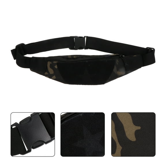 STRANDCHIC Black Outdoor Waist Bag 1Pc Adjustable Storage Pouch for Phone Keys Cards Money