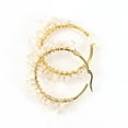 thumbnail image 1 of Nvzi Pendientes de piedra natural personalizados, pendientes de aro grande dorados con aros de cristal de piedra natural con cordón (blanco), 1 of 5