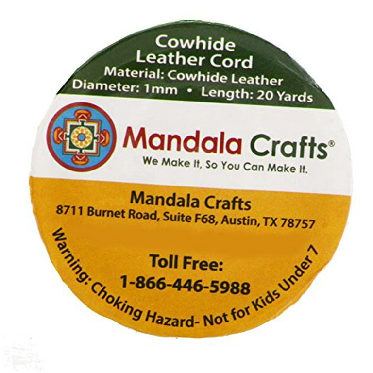 Mandala Crafts Round Cowhide Genuine Leather String Cord, Natural