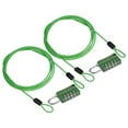 thumbnail image 1 of Security Steel Cable with 4 Digit Combination Lock, 2 Set 4.9Ft Coated Safety Wire Rope Double Loop Padlock, Green, 1 of 7