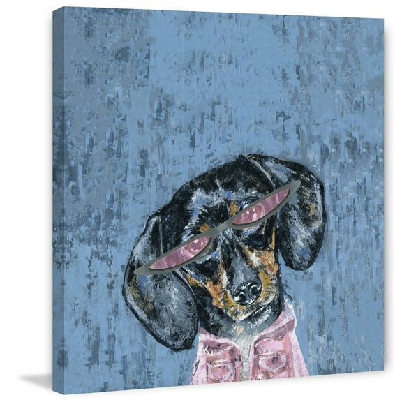 Marmont Hill "Dog in Pink" Painting Print on Wrapped Canvas