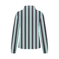 thumbnail image 4 of Women Loose Button up Shirts Striped Print Rolled Long Sleeve Lapel Collar Lightweight Casual Blouses Tunic Tops(Light Blue,L), 4 of 6
