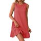 thumbnail image 3 of TaTaai Women's Lightweight Slip Mini Dress Solid Color Round Neck Sleeveless Casual Polyester Summer Dress Gift, 3 of 7