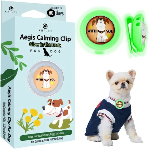 KN FLAX Aegis Calming Clip for Dogs (Glow-in-The-Dark), Anxiety Relief Pheromone Diffuser [Made in Korea], Lasts 60 Days, Reducing Stress During Loud Noise and Separation for All Sized Dog (with U)