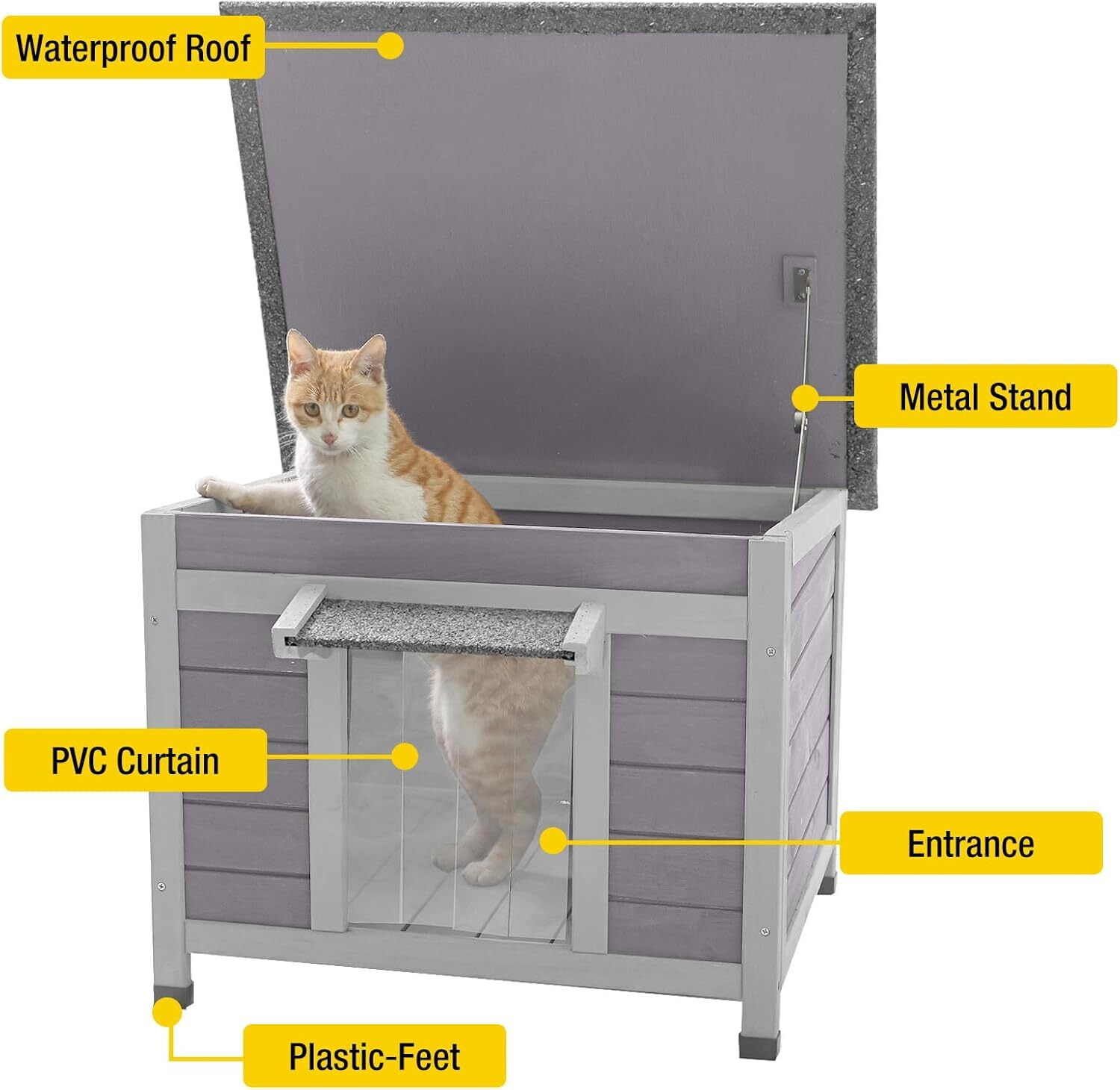 Aivituvin Heated Cat House for Outdoor Cats Feral Kitty Shelter with Heater Keep Warm in Winter,Insulated Liner Include
