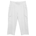 thumbnail image 5 of QTSHPN Womens Scrub Pants Sleek High Waist Cargo Style Stretchy Flex Capri with Flat Front for Summer Pants Women White L, 5 of 6