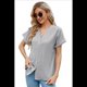 thumbnail image 1 of Camisetas de Mujer con Cuello en V y Botones, Corta, Corte Holgado, Informal, de Verano, Gris , Talla S, 1 of 9